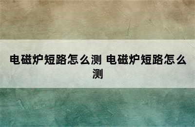 电磁炉短路怎么测 电磁炉短路怎么测